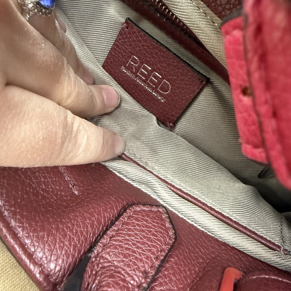 Reed Two Tone Red Purse 9x11", 6" Depth Shoulder/Crossbody - Picture 7 of 14